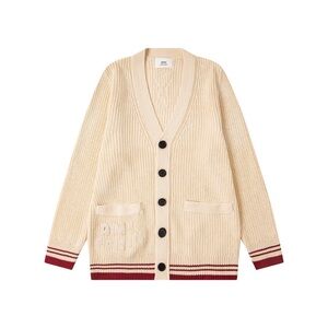 Ami Cream and Red Women's Cardigan